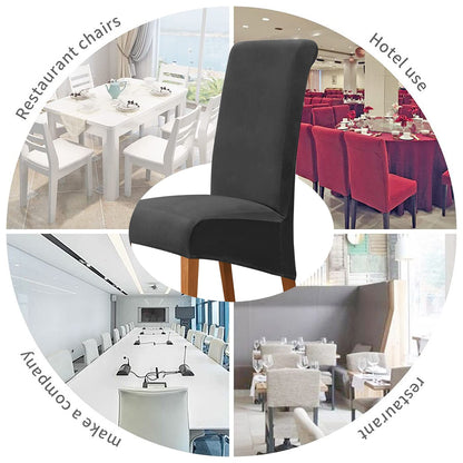 Ruucy Chair Covers Velvet XL 4 Pack, Stretch Chair Cover for Dining Chairs, Washable Armchair Cover Universal Chair Slipcover for Dining Room, Hotel, Banquet, Wedding, Party (Black)