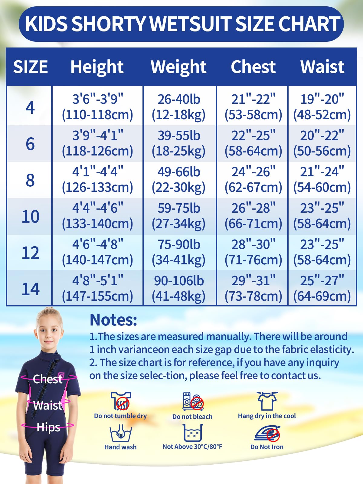 Summhall kids neoprene wetsuit, 2MM neoprene shorty for boys and girls. Thermal diving suit with ultra stretch wetsuits for water sports.