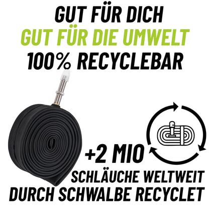 2 pack Schwalbe bicycle tube AV13 40mm 26 inch (40/62-559) including 3 MSZweirad tire levers