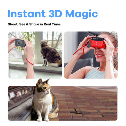 KanDao QooCam EGO 3D Camera - 24MP Photos, 4K 60FPS Videos Viewer-Integrated 3D Stereoscopic Camera. Compatible with VR Headsets, AR Glasses, and Projectors. Black Charging Kit.