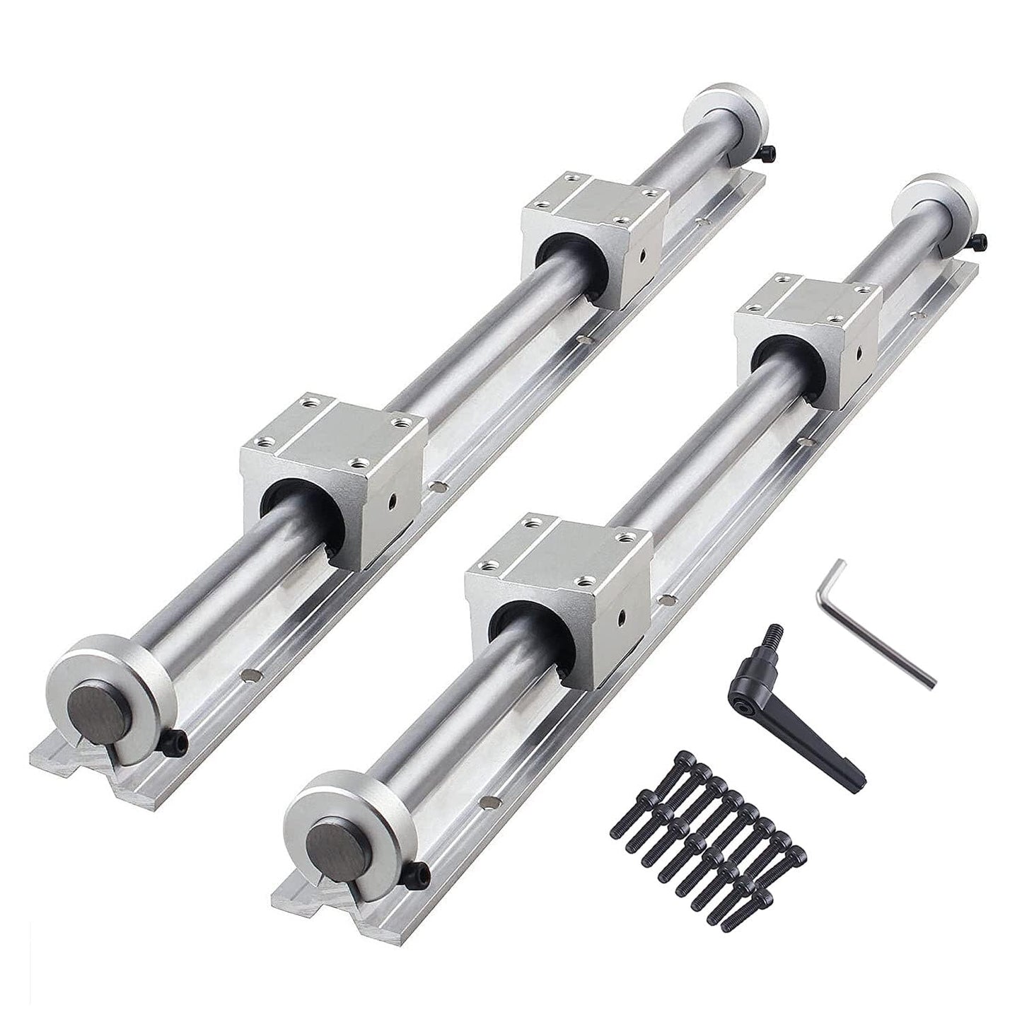 CNCMAN'S 2 pieces of SBR20 1000mm linear guide rail with 4 pieces of SBR20UU linear bearing block and 4 pieces of 20mm end stops for 3D printer.