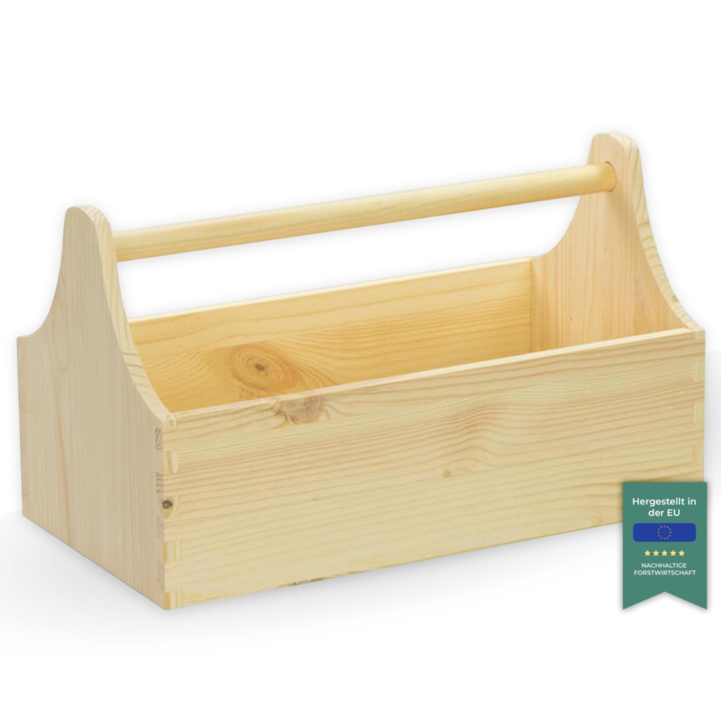 LAUBLUST Wooden Tool Box - Tool Case with Handle - Natural, 34 x 18 x 20 cm | Empty Toolbox - Men's Handbag | Gift Basket for Filling - FSC®