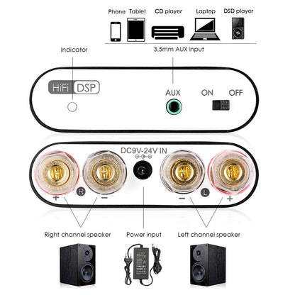 Nobsound NS-10G PRO Stereo Amplifier, Hi-Fi DSP 100W x 2 Bluetooth 5.0 Receiver, 2.0 Channel Power Audio Amplifier for Home Speakers Upgrade Version Mini Digital Amplifier (Black)