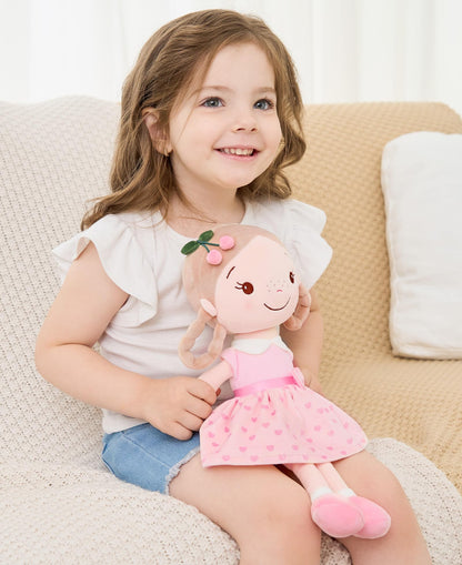GAGAKU 40 cm Soft Fabric Doll, Guardian Angel Dolls, Baptism Gift for Baby Girls, Plush Toy, Lucky Charm for Children aged 3-5 Years (40cm Cherry Girl)