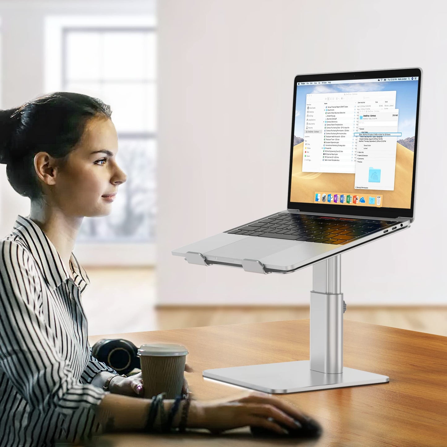 BESIGN LSX6N Laptop Stand, Adjustable Ergonomic Notebook Stand, Laptop Stand Compatible with 10-15.6" Laptops, Silver
