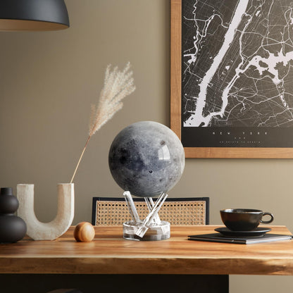MOVA Globus Space Series Moon 4.5" with base, solar powered rotating globe, unique gift and home or desk decoration for men, women, kids