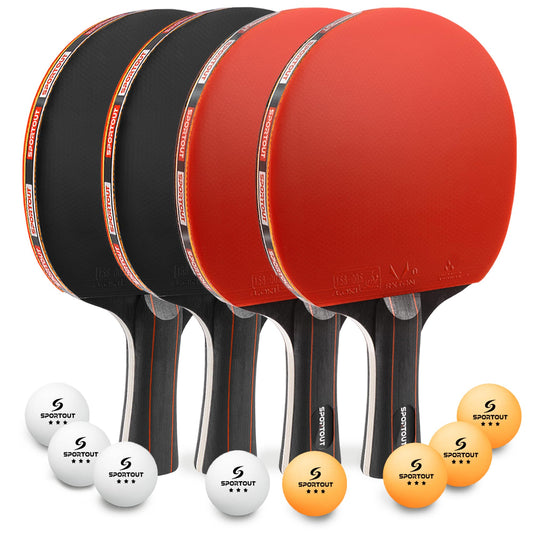 Table tennis racket set, 4 table tennis rackets with 8 table tennis balls table tennis racket set with bag professional sports set for indoor outdoor games