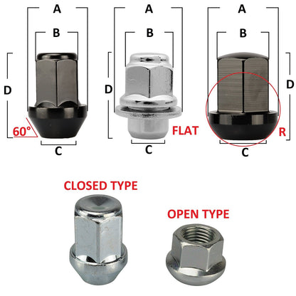 20 black wheel nuts 1/2 UNFx34 cone SW19 compatible with Jeep Grand Cherokee (99-10) WJ WG WH