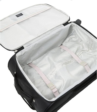 Aerolite 56x45x25 trolley suitcase approved for easyJet, British Airways, Jet2, Wizz Air. Maximum size 2 wheels 60L lightweight carry-on cabin luggage travel suitcase baggage, 10-year warranty in black.