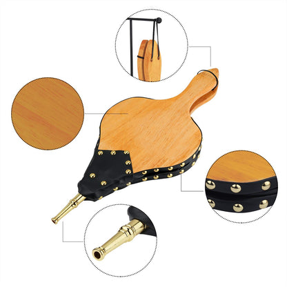 TJ.MOREE Large Bellows, Fireplace Bellows for Indoor Use 48x20cm, Large Wood Fire Blower with Hanging Strap, Long Handle, Metal Nozzle, Great Tool for Fireplace, Fire Pit, Wood Stove, BBQ.