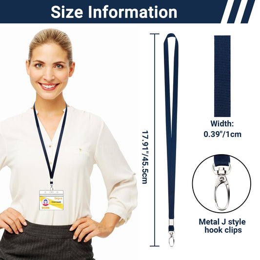 Segus lanyard blue, pack of 50 lanyards with metal clip, ideal for office, school, hospital, factory use.