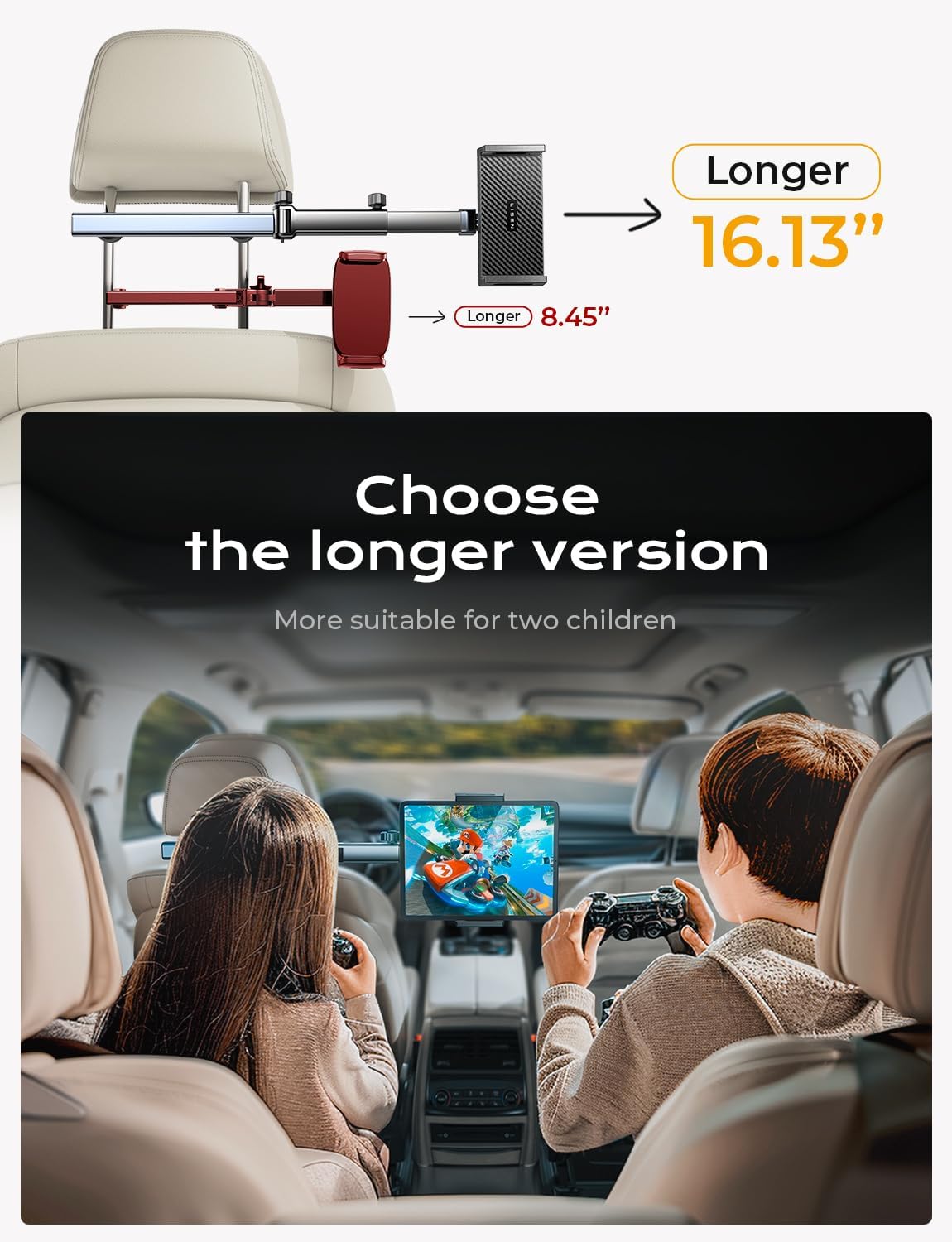 LISEN iPad Tablet Holder Car Center, Universal Car Phone Holder Organizer Accessory Interior Extendable Car for Tablet Holder Car Travel Accessory for iPad Air/Samsung/and 4.7-11 Inch