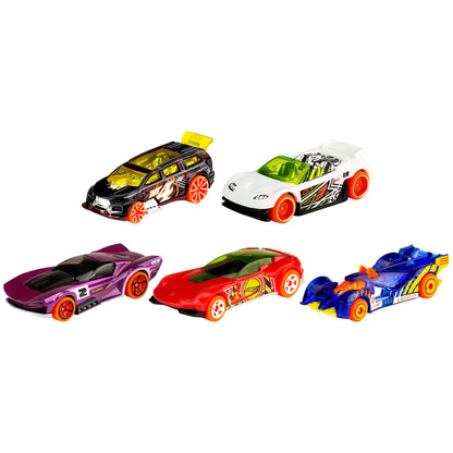 Hot Wheels Track Builder Mega Stunt Box & 01806 5-Pack 1:64 Die-Cast Vehicles Gift Set, 5 toy cars, random selection, for ages 3+