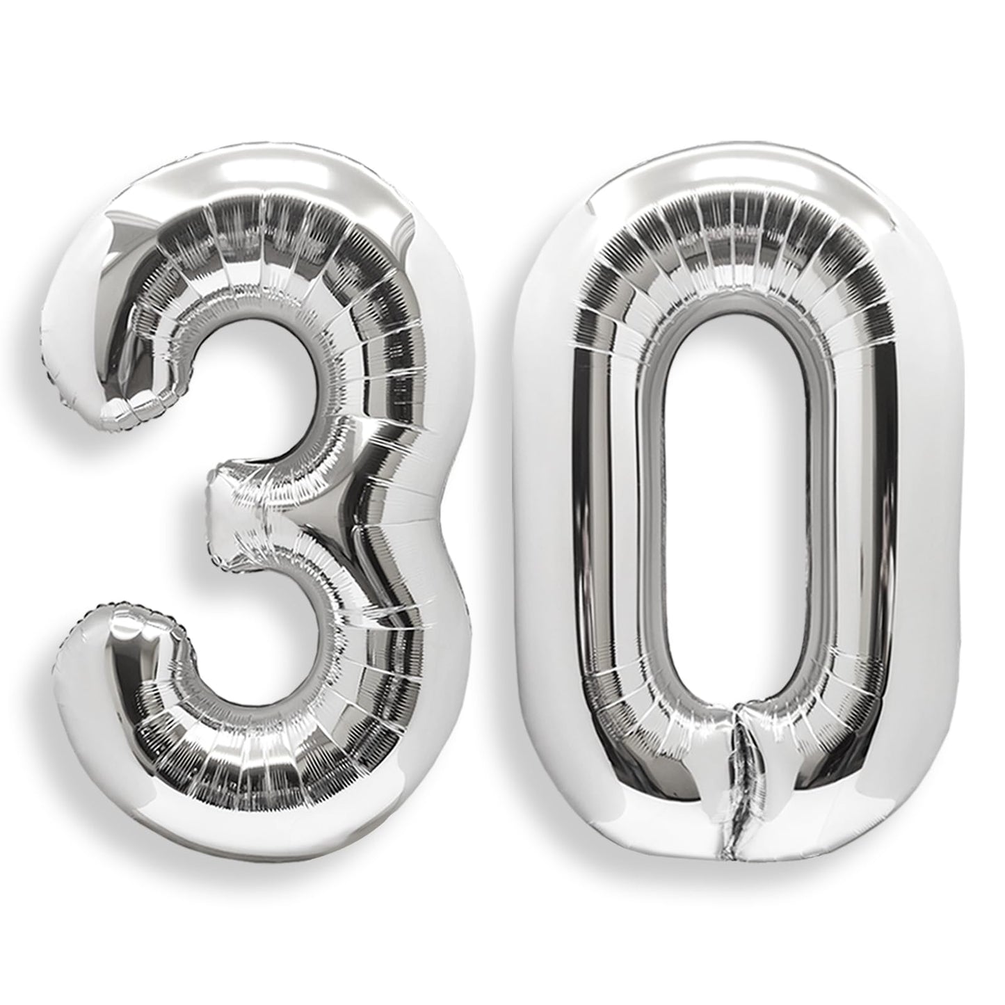AULE 101.6cm jumbo silver foil mylar number balloons for men and women's 30th birthday party decoration, party supplies for 30th birthday.