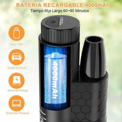Forever Speed portable camping shower with 4000mAh battery, pump, temperature display and electricity display. Outdoor camping shower set with 2M hose for garden, car washing, beach, travel.