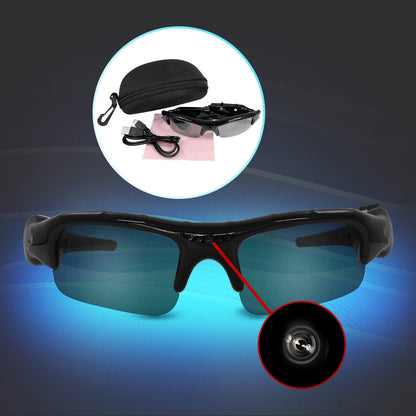 Eaxus® Action Video Glasses/Spy Glasses/Camera Glasses. Action camera with sunglasses - mini camera and microphone. Hidden video camera, camcorder VGA surveillance camera.