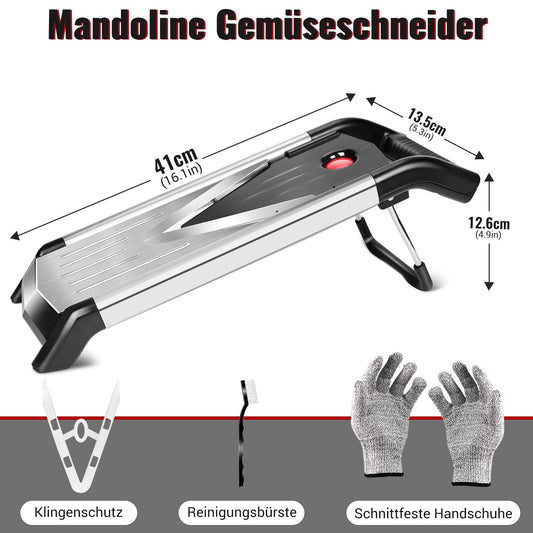 MASTERTOP Mandoline Vegetable Slicer with V-Blade, 5 in 1 Vegetable Cutter Vegetable Grater Stainless Steel, Cucumber Slicer Thin Slices, Adjustable V-Slicer Kitchen Slicer Grater for Vegetables