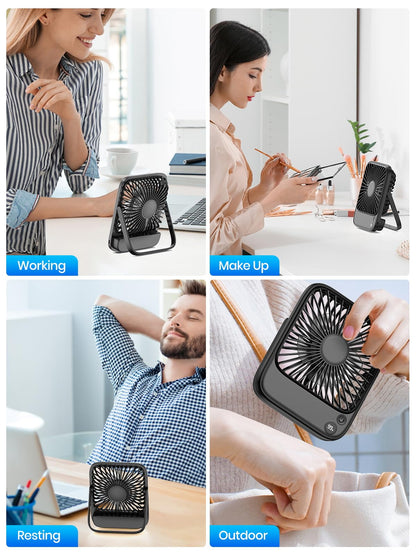 TOPK 5000mAh tabletop fan Quiet 2-Pack, Slim tabletop fan with digital display, Personal fan battery for office travel library outdoor