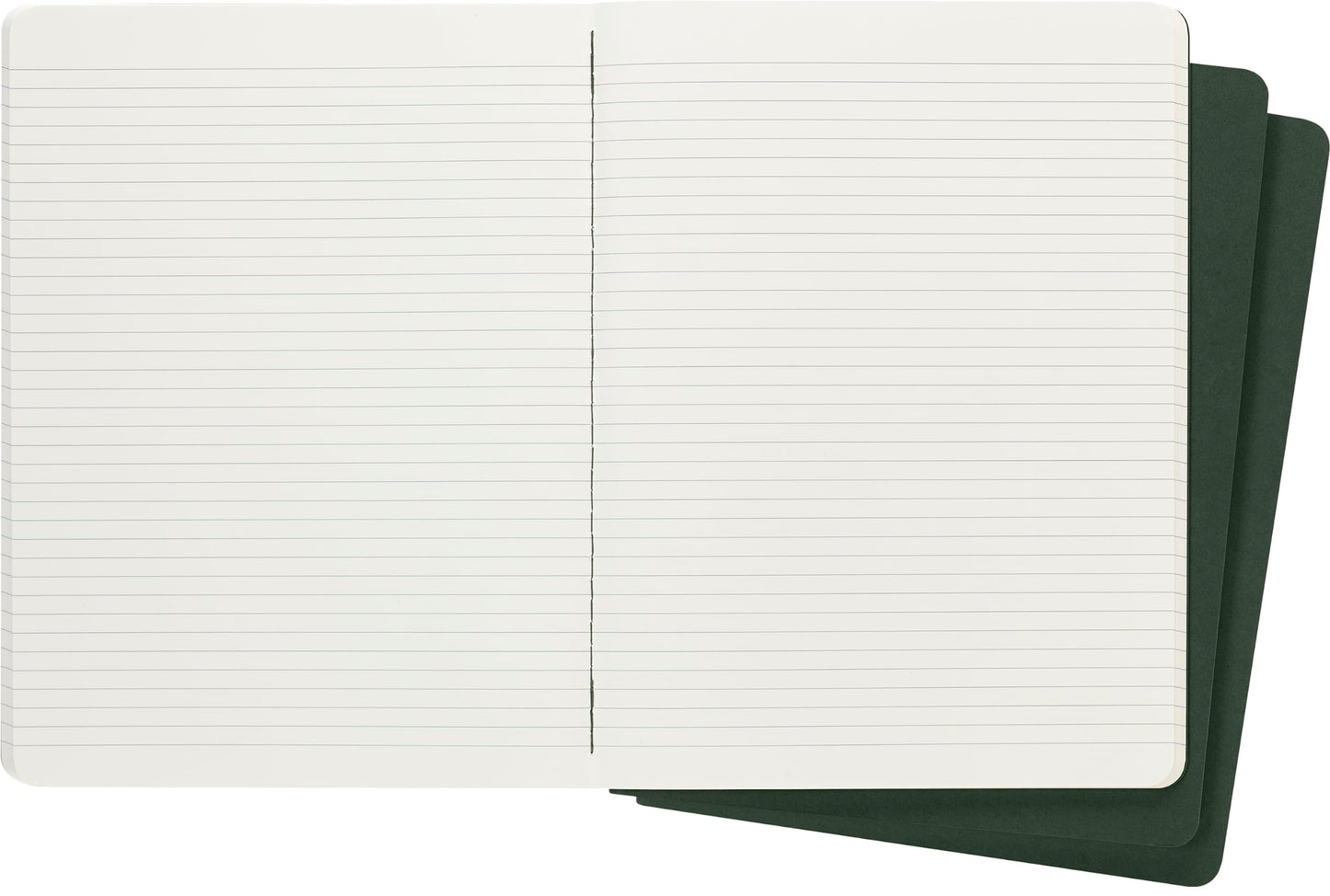 Moleskine - Cahier Journal - Set of 3 notebooks with lined pages - Cardboard cover with visible cotton stitching - Myrtle color - Very large format 19 x 25 cm - 120 pages.