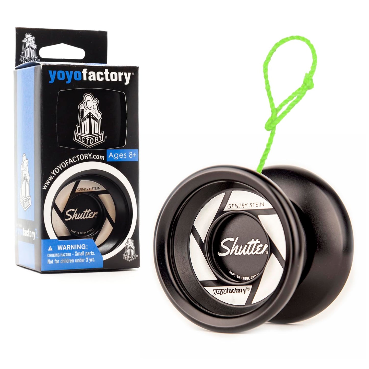 YoYo Factory Shutter Jojo - Unresponsive professional Yoyo made of full metal - Idle Jojo with ball bearing - Used by world champion Gentry Stein - Toy for kids & adults - Black