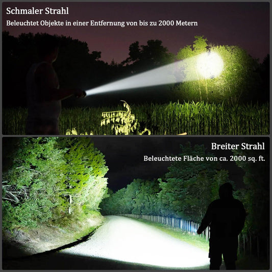 Jayxinli flashlight LED rechargeable 1000000 lumens with magnet, extremely bright flashlights with 5000mAh battery, LCD power display, 9 lighting modes, zoom, strong for camping, hiking, outdoor, emergencies.