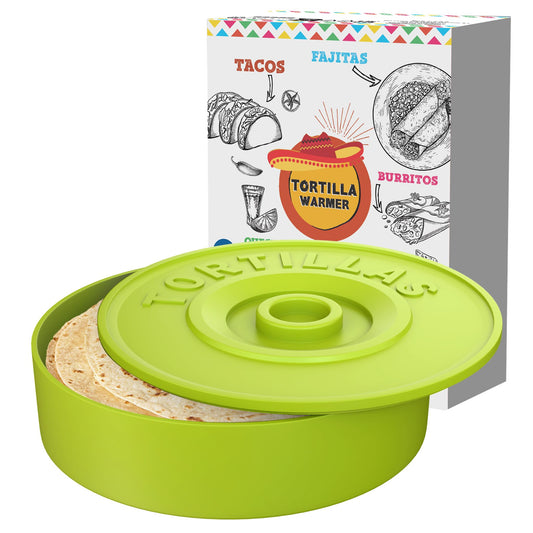 A TODA LECHE Tortilla Warmer - Mexican Tortilla holder for keeping tortillas warm - Quesadillas - Mexican Tacos - 22 cm (Green)