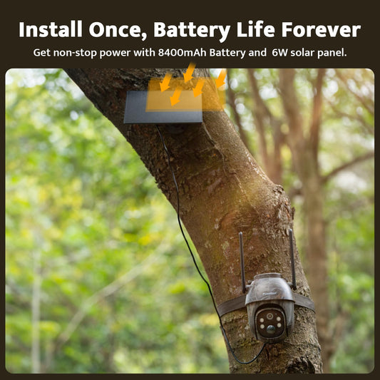 usogood 4G LTE Solar Wild Camera, 360° 2K Wildlife Camera with unlimited data plan, SIM card 32GB memory card, phone transfer app, IP66 waterproof.