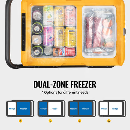 BougeRV 35L compressor cooler box (dual zone) 12/24V 230V with portable power station 173Wh (10hr runtime extension) power supply for car refrigerator