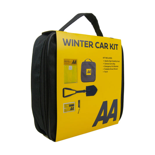 AA car winter set with folding snow shovel, black