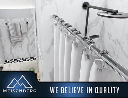 MEISENBERG Rod without drilling 260-310cm, Silver, Ø 32 mm, Telescopic rod for clamping - Multifunctional curtain rod clamping rod for windows, room dividers and kitchen
