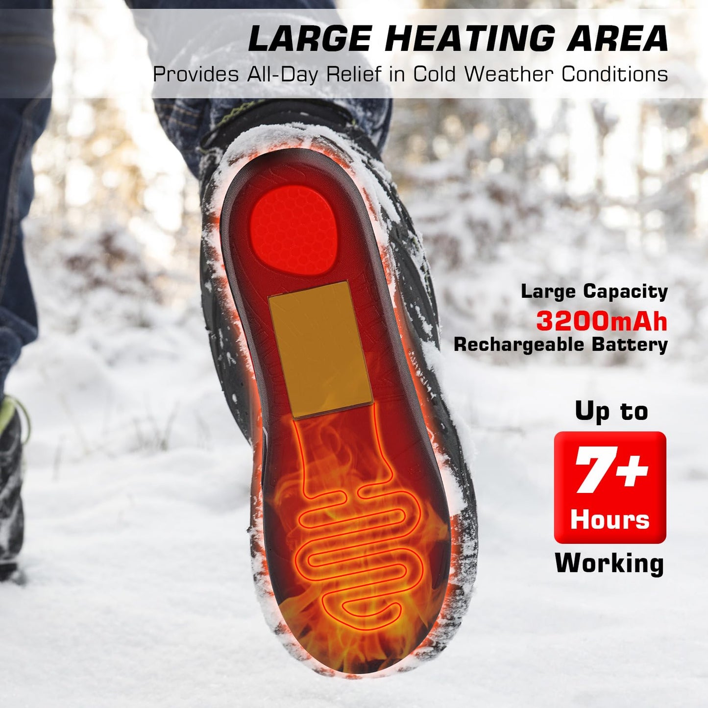 Dr. Warm Heated Insoles, Remote Control Thermal Insoles, Rechargeable Heated Shoe Inserts for Men & Women, Foot Warmers for Camping, Hiking, Skiing, and Outdoor Work (Black, S)