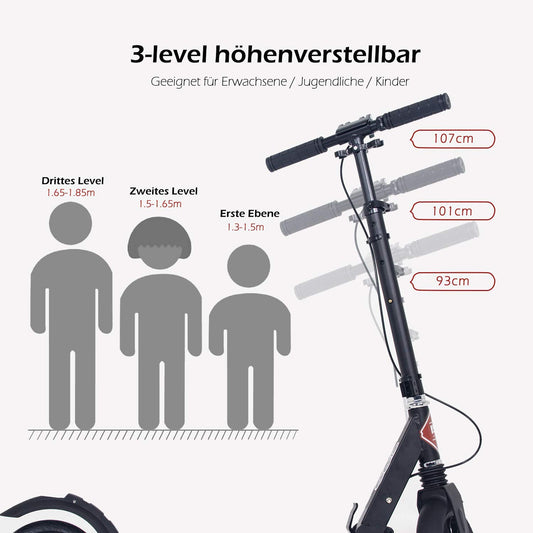 ISE Big Wheel Scooter 200mm Foldable City Scooter with 2 Wheels, Handbrake for Adults and Children, 2 Color Options, High Quality (Starry Sky Style)