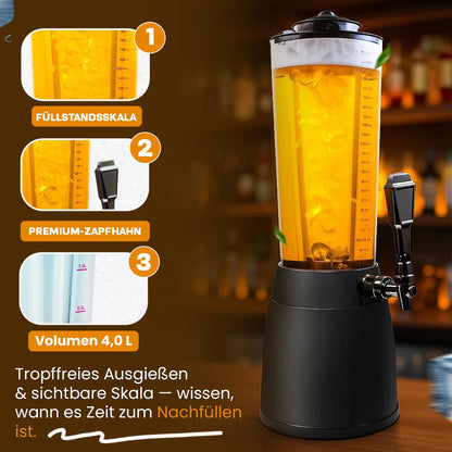 4.0L beer column tap tower cult beer tower drink column beverage dispenser beverage column with 1.3L ice cooling (black)