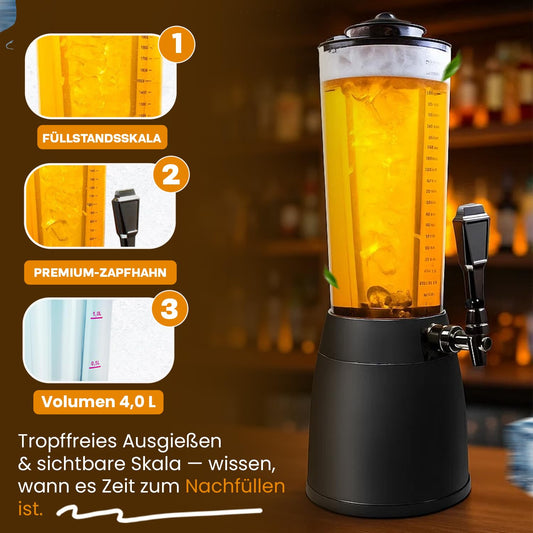 4.0L beer column tap tower cult beer tower drink column beverage dispenser beverage column with 1.3L ice cooling (black)