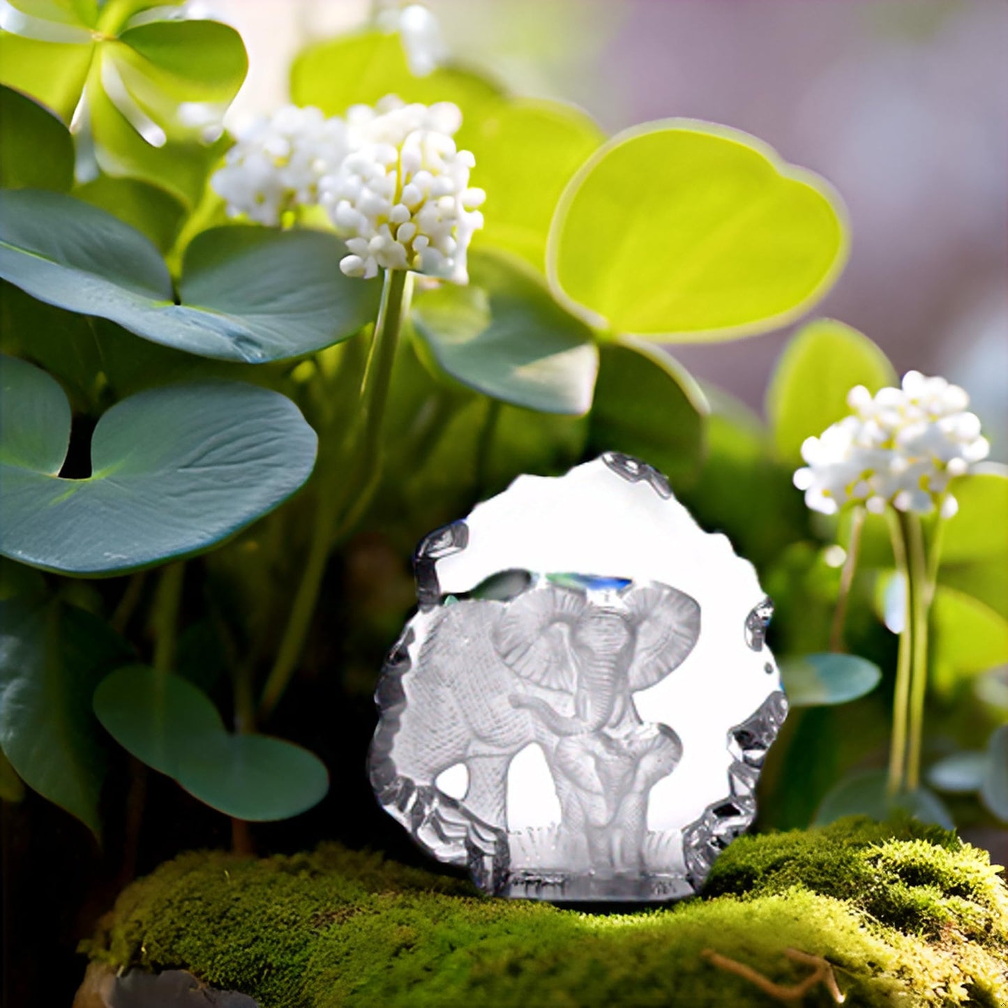 Kaltner Präsente gift idea - glass display figure sculpture elephant with baby elephant