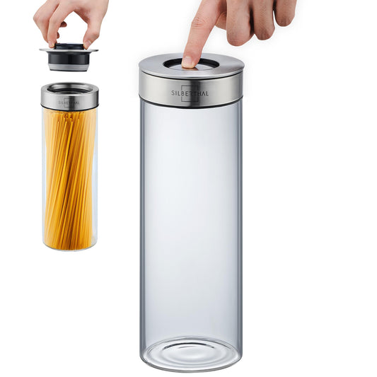 SILBERTHAL Storage Jars Glass with Lid 1700 ml - Glass jars for airtight & leak-proof storage in the kitchen.