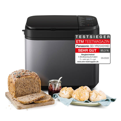 Panasonic SD-YR2540 Premium Gray Fully Automatic Bread Maker, horizontal design and yeast dispenser, 32 automatic programs, two temperature sensors, 13-hour time delay, Gray