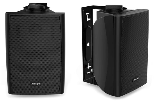 Audibax Elipse 4 HiFi Shelf/Wall Speakers 4" 2 Way With Brackets. Black Pair