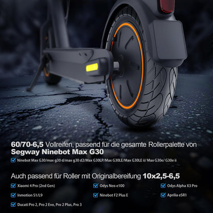 VOLOHAS 60/70-6.5 Solid Tire 10*2.5 for Ninebot Max G30/G30 D2/Odys Neo e100/Ducati Pro 2 Electric Scooter 10 inch Front or Rear Honeycomb Tire Anti-Slip Puncture-proof (1 PCS)