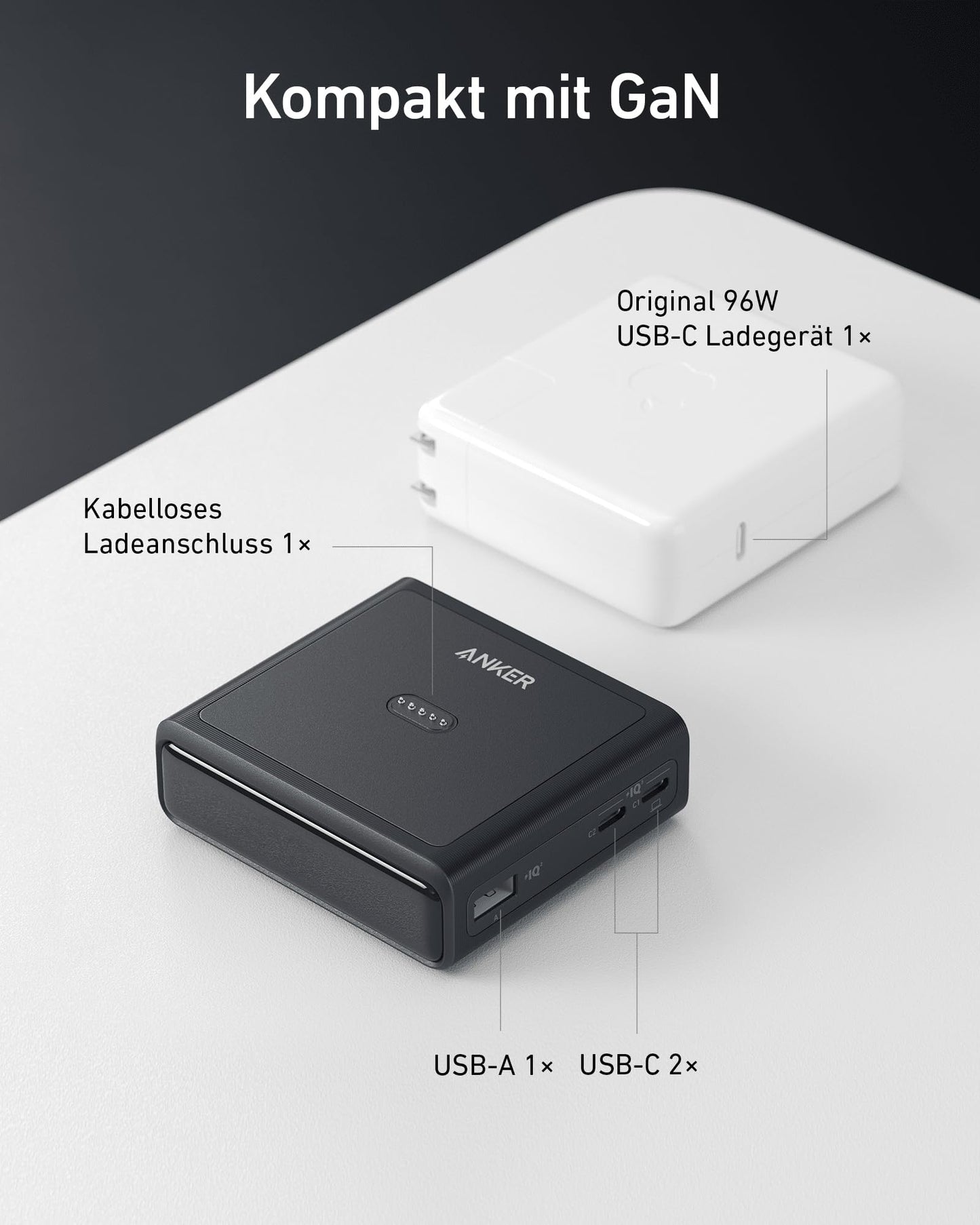 Anchor charging station for Anchor Prime Powerbank, 100W fast charging with 4 ports, for MacBook Pro/Air series, iPhone 14/13 series, Galaxy, AirPods, and more (Powerbank sold separately)