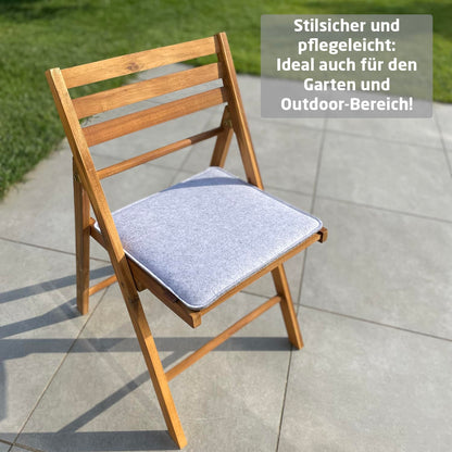 Miqio Design felt seat cushions rectangular with anti-slip knobs | 35cm | 4-pack | Indoor and outdoor | Sustainable made from recycled PET bottles | Washable chair cushions non-slip | Light grey