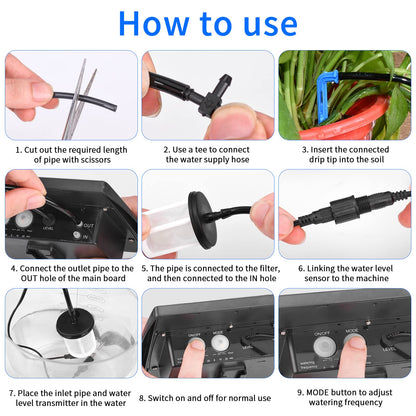 Solar automatic irrigation system set, Automatic garden irrigation system with 15 m hose for outdoor garden and balcony potted plants, vegetables.
