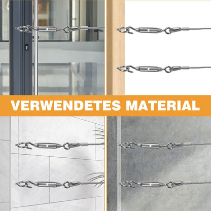 VIGRUE 32ft 3mm Wire Rope Kit, 304 Stainless Steel Thickened Wire Rope Tensioner, Steel Rope Covered, with Eyelets Cable Tensioning Kit Turnbuckle and Lever for Party, Festival, Wedding, Staircase, Camping.