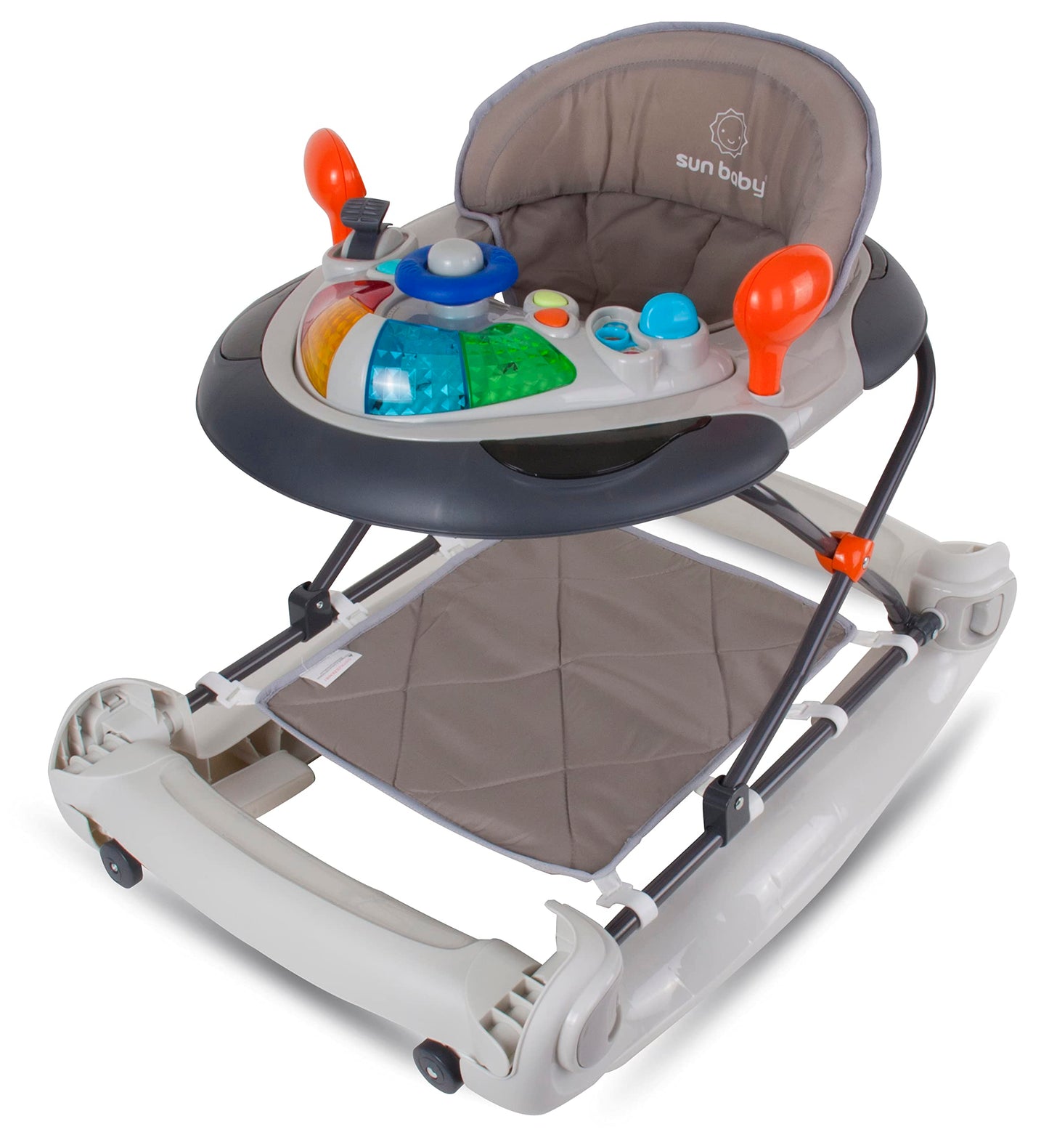 Baby walker with buttons, lights, and sounds for 6-12 months Sun Baby (Grey) Toddler walker, rocker seat, baby cradle, baby bouncer, baby swing.