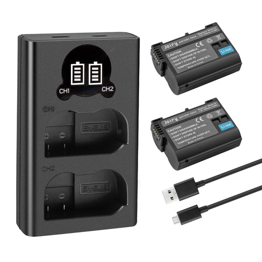 2X EN-EL15 EN-EL15A Battery Replacement Compatible with Nikon d750 d7200 d7100 d800 d850 d810 d610 d500 and More