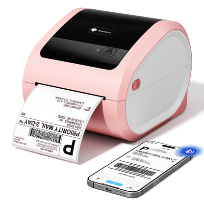 Phomemo D520BT Bluetooth thermal printer - DHL label printer for 4X6 labels, barcode shipping labels compatible with Ebay,Amazon,Etsy,Shopify, UPS,FedEx etc, Pink.