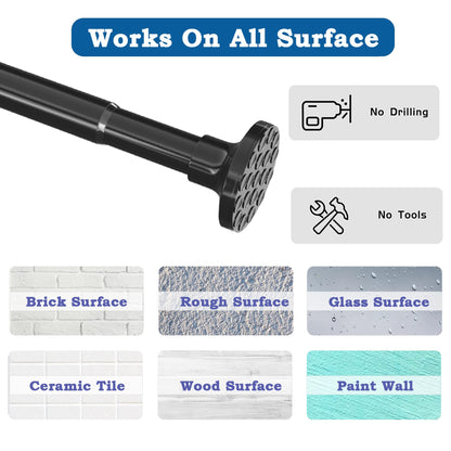 Curtain rod 300 cm long, extra long curtain rod, tension rod without drilling, extendable rod for bathroom or bedroom in black (255-310 cm, diameter 32 mm).