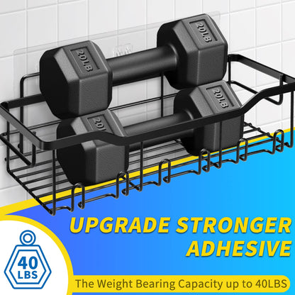Shower Caddy Without Drilling, 5 Piece Bathroom Organizer, Shower Shelf Without Drilling, Black Bathroom Organizer Rack Made of SUS304 Stainless Steel, Bathroom Shelf Shower Caddy Shampoo Holder for Shower