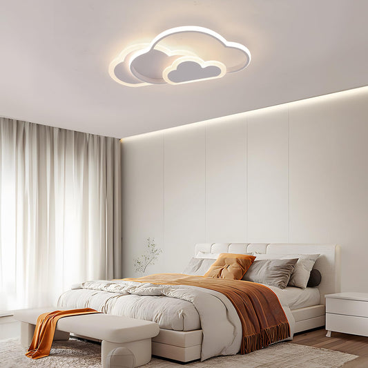 Miniature creative cloud-shaped ceiling light with remote control dimmable, acrylic flush mount ceiling light for living room bedroom hallway and children's room, 52 cm (20.5 in) 42W, White.