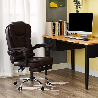 Panama office chair Heavy-Duty Executive Reclining Chair with Footrest made of PU Leather Gaming Chair (Brown), BOOC150FD